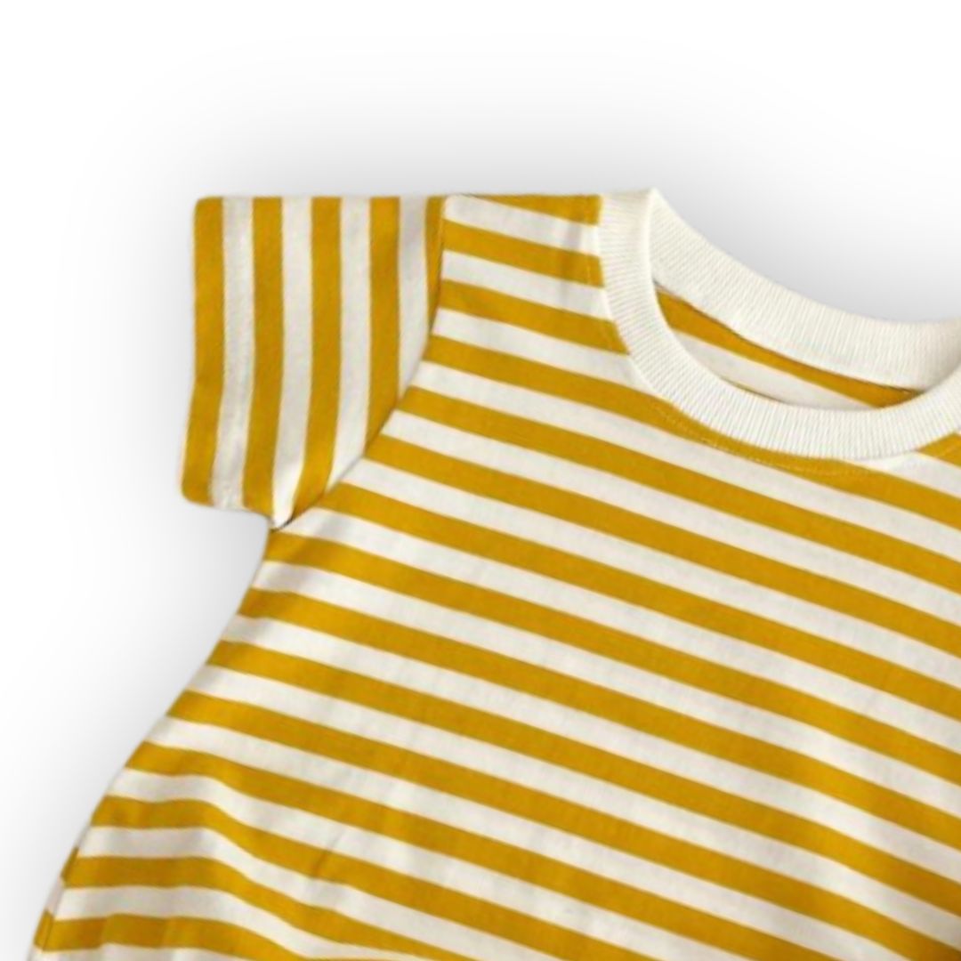 Baby Body Kurzarm gestreift beige/gelb