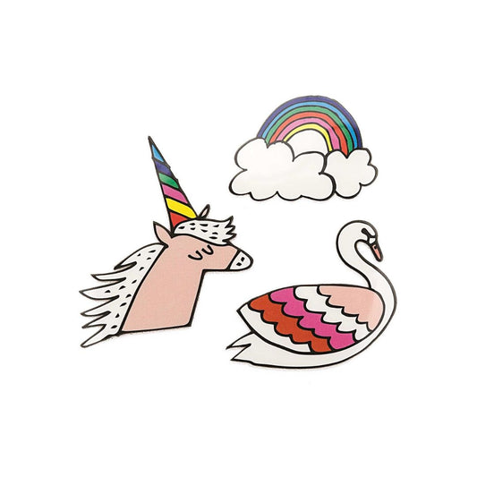 Bügelmotiv Set Einhorn-Regenbogen-Schwan 4cm