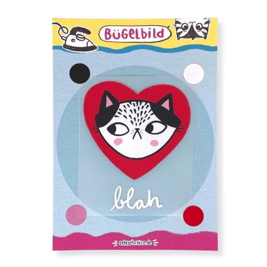 Bügelbild 'Katze Herz Illustration'