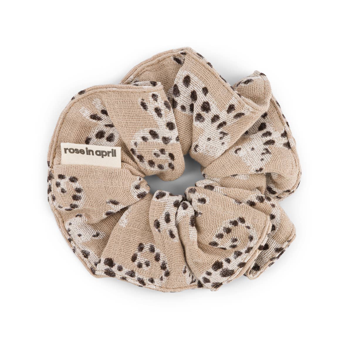 Mini Haargummi sandfarben mit Leopardenmuster
