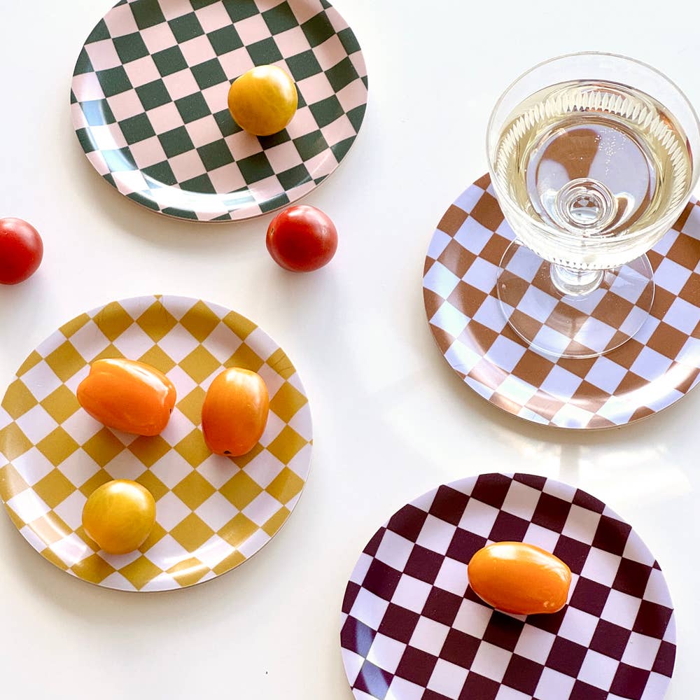 CHECKER Untersetzer, Herbstfarben, 11 cm, 4 Stück