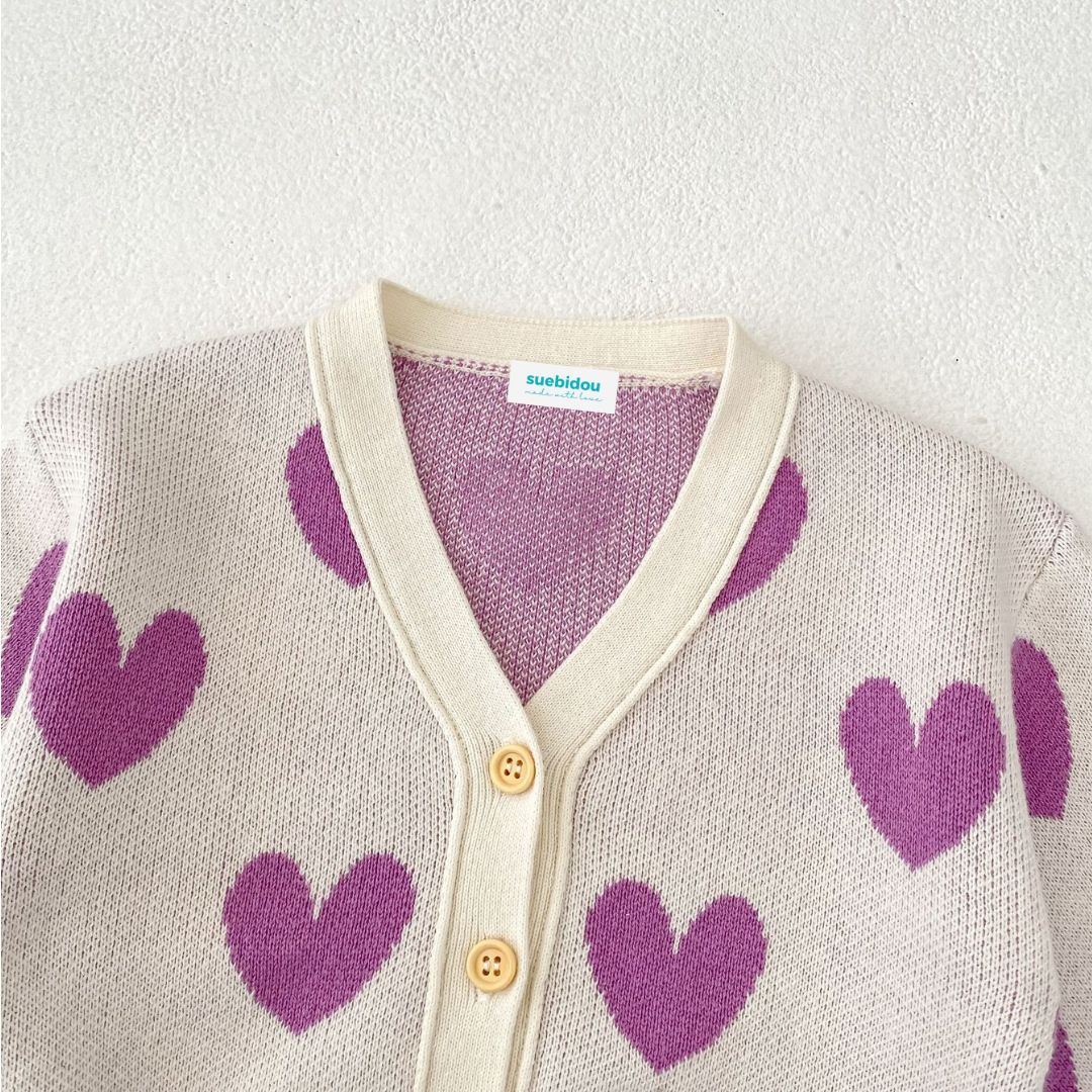 Strickjacke cremefarben mit Herzen