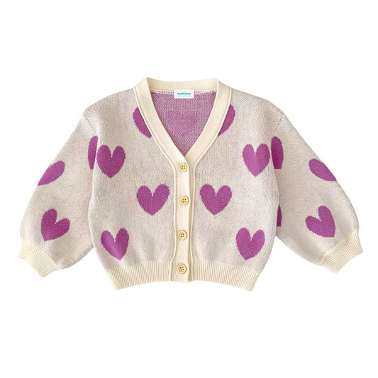 Strickjacke cremefarben mit Herzen