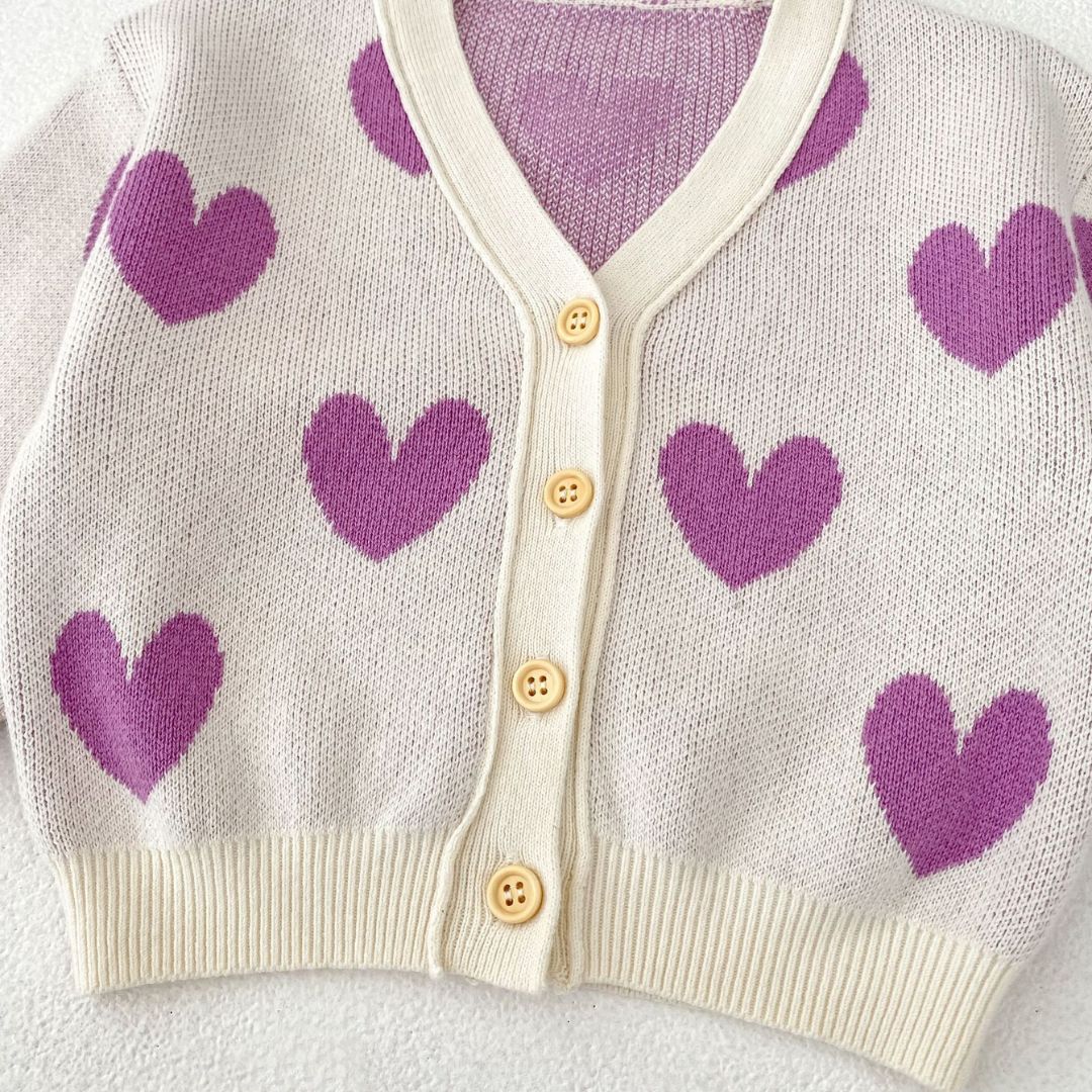 Strickjacke cremefarben mit Herzen