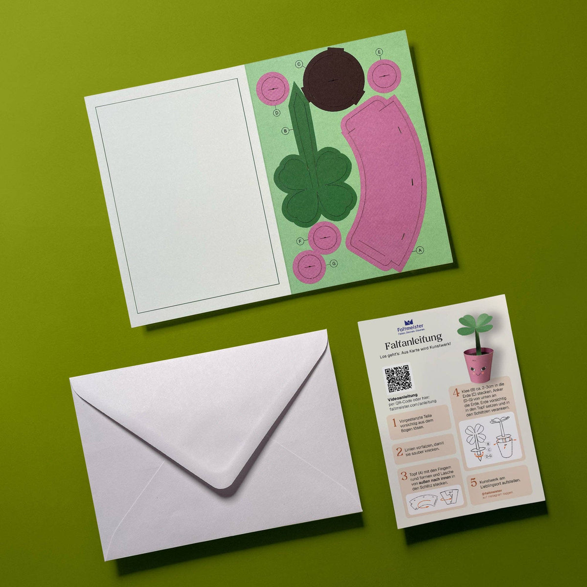 Minikarte 'Glücksklee' 2in1 Karte & Geschenk in einem