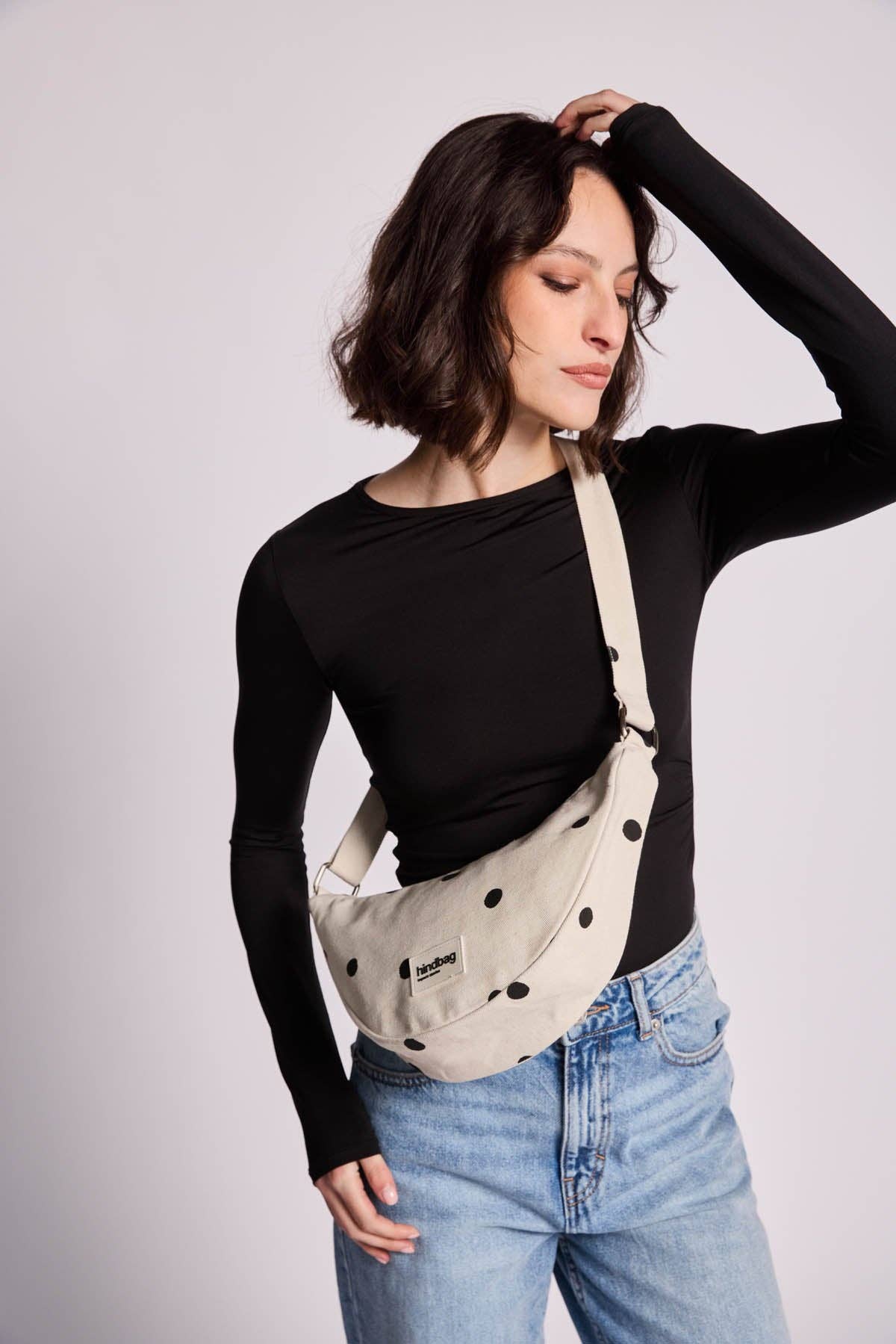 Damen Gürteltasche 'Andrea gepunktet' ecru