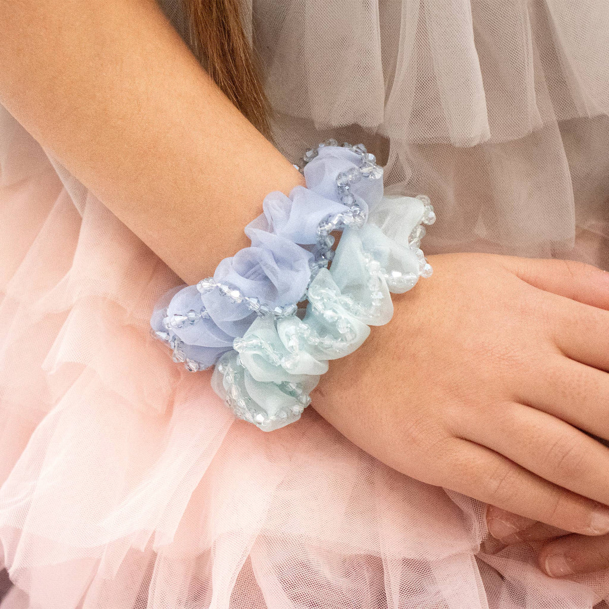 Scrunchie Meerjungfrau Perlmuttperlen pastell blau