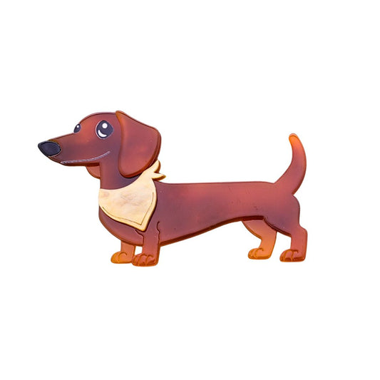 Charakterbrosche im Hundedesign 'Dackel' braun