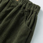 Weite Cordhose mit seitlichem Streifen grün