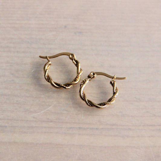 Damen Ohrringe Creolen gold 'Twist' 15 mm