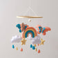 Handgefertigtes Baby-Mobile Regenbogen & Schmetterling | Filz & Holz