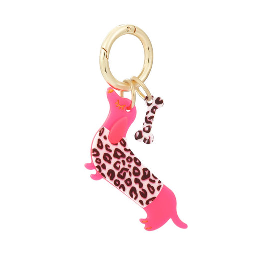 Schlüsselanhänger Dackel leopard/pink