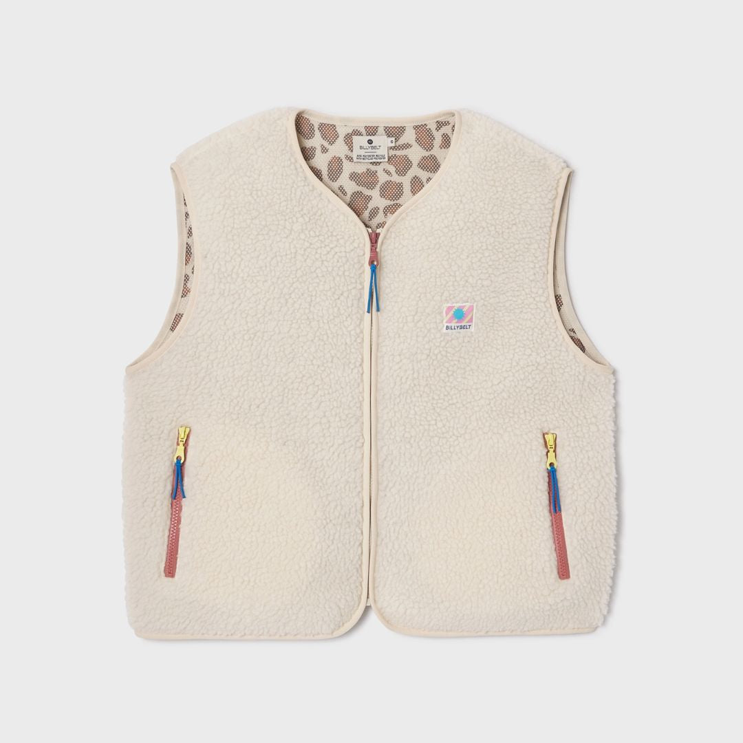 Damen Weste aus Sherpa-Fleece mit Reißverschluss ärmellos beige