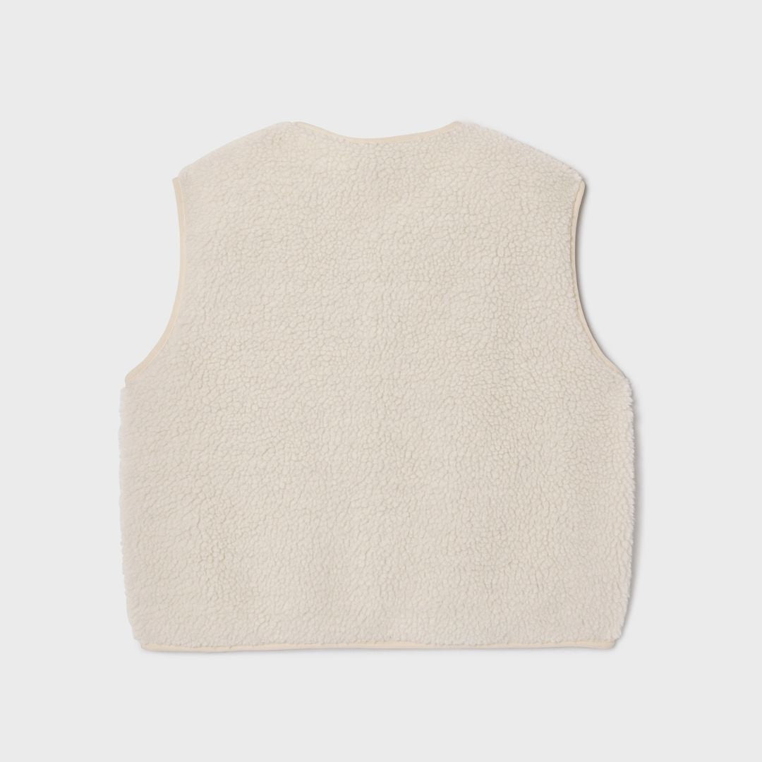 Damen Weste aus Sherpa-Fleece mit Reißverschluss ärmellos beige
