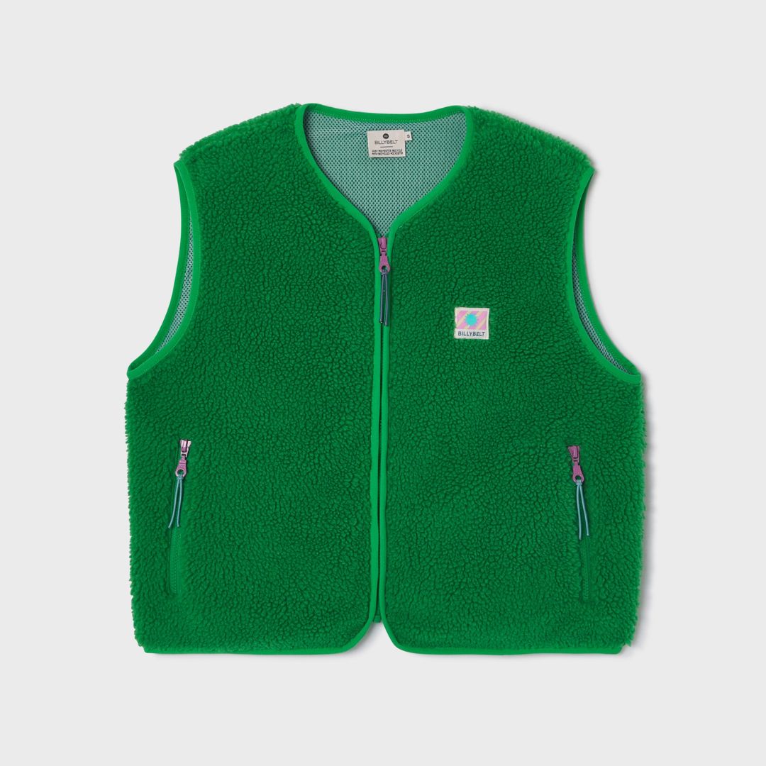 Damen Weste aus Sherpa-Fleece mit Reißverschluss, ärmellos – grün