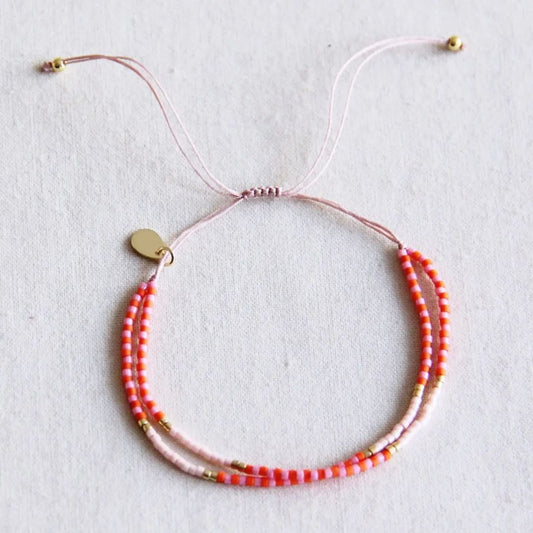 Doppeltes Miyuki-Armband lachs/orange/nude