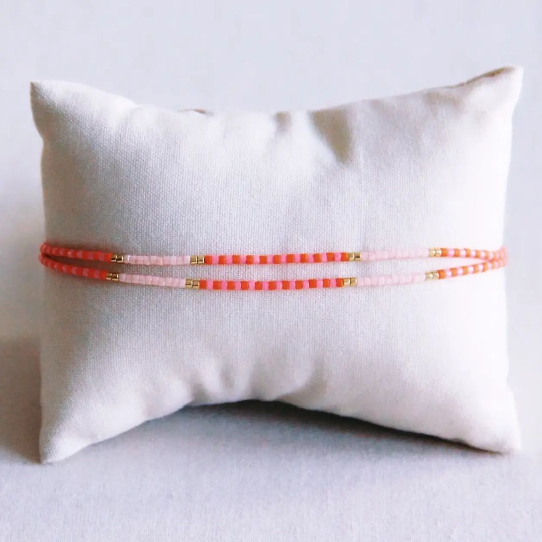 Doppeltes Miyuki-Armband lachs/orange/nude