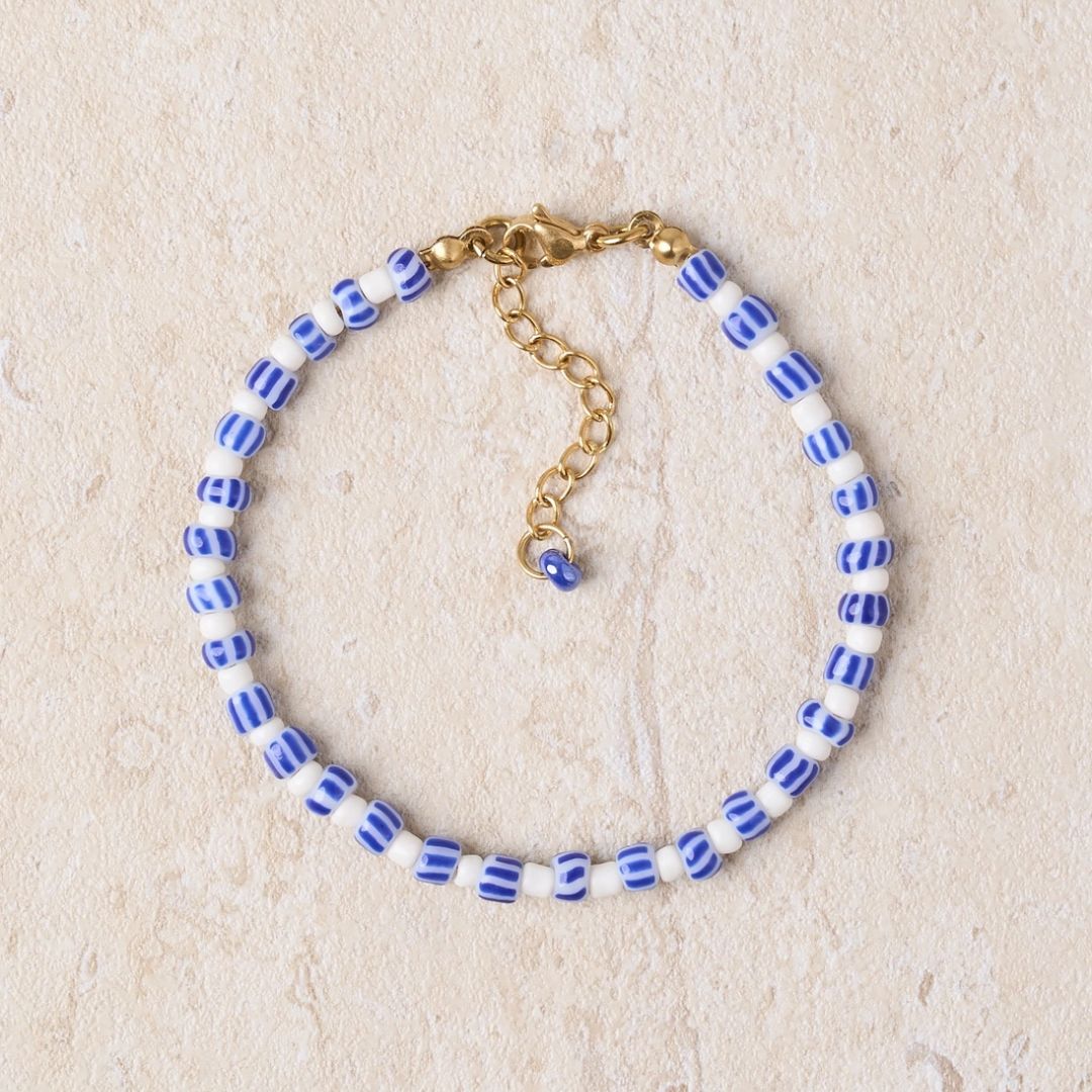 Damen Armband 'Calya' blau/weiß