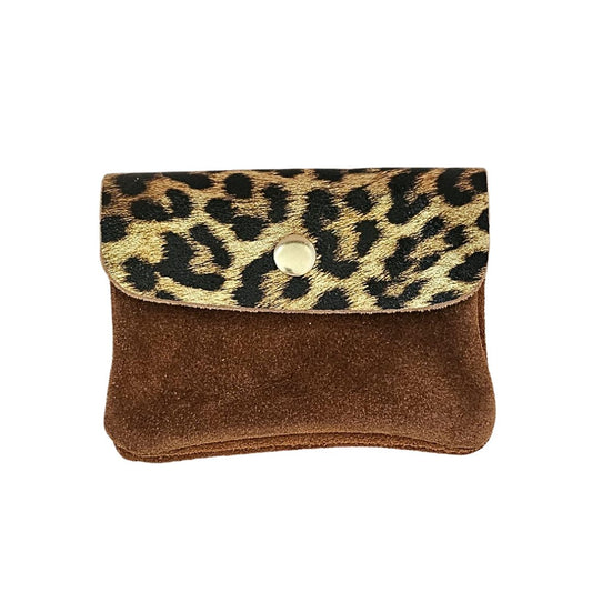 Damen Brieftasche Klein aus Leder leo-gold/haselnuss