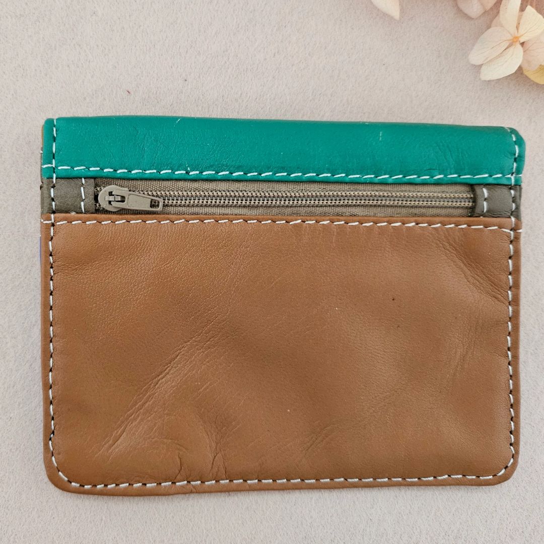 Damen Brieftasche Klein Mehrfach Leder orange/gelb