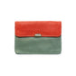 Damen Brieftasche Klein Mehrfach Leder rot/grün