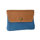 Damen Brieftasche Klein Upcycled Leder Colorblock kamel/blau
