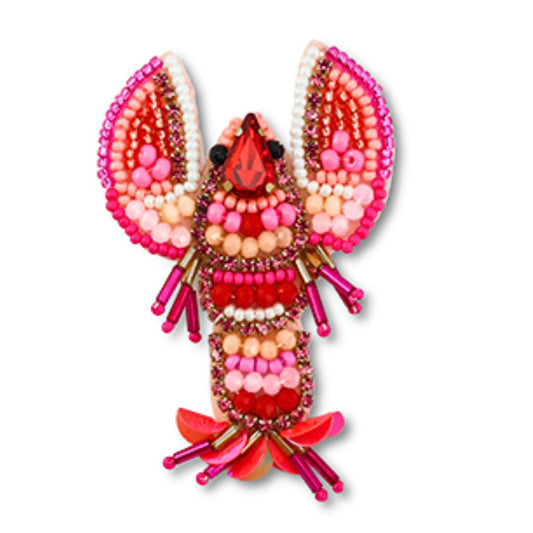 Damen Brosche Krebs' pink/rot/weiß/gold
