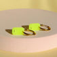 Damen Creolen 'Eckige Neon Smiles' gelb