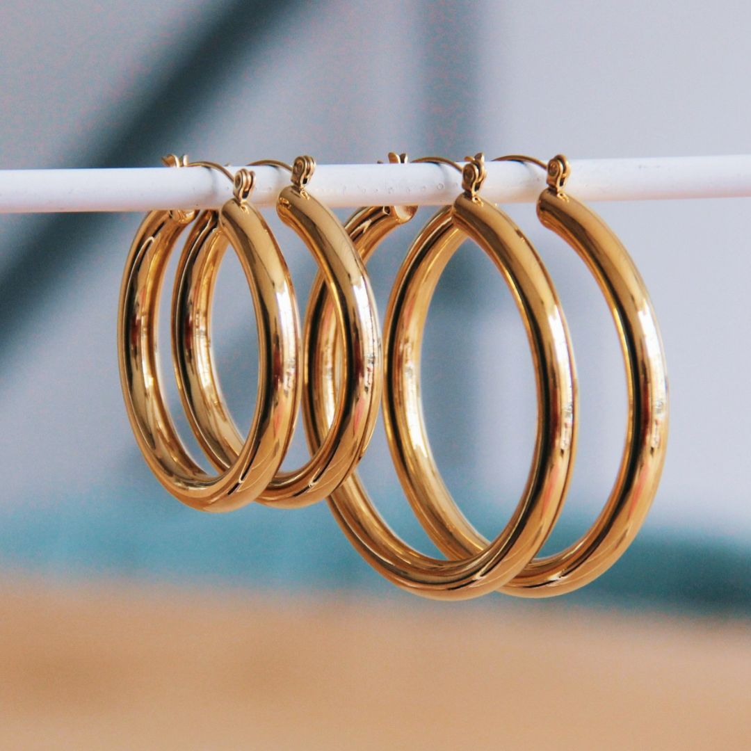 Damen Creolen Maxi 40 mm gold