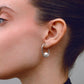 Damen Creolen 'Rectangle' mit Perlenapplikation gold