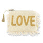 Etui mit Fransen `Love' beige/gold