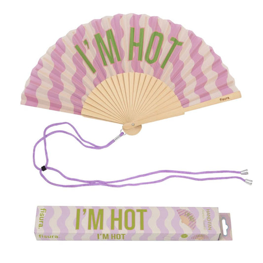 Damen Handfächer 'I'm hot' lila Wellen