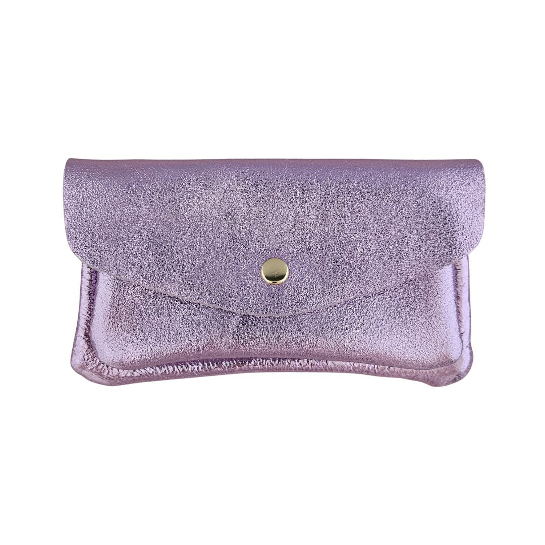 Damen Brieftasche aus Leder metallic flieder