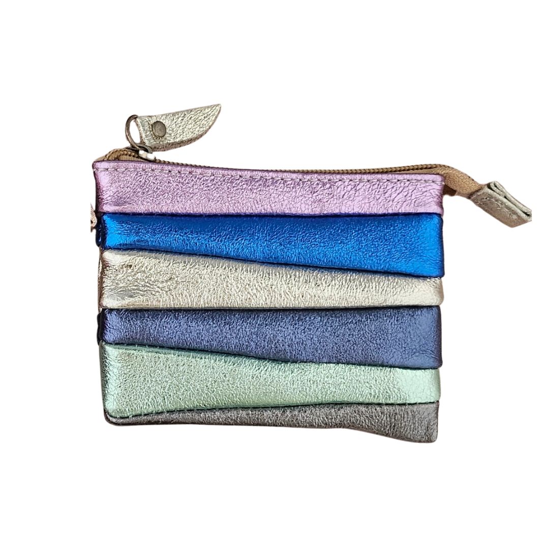 Damen Brieftasche Leder 'Upcycled Metallic' multicolor