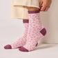 Glitzersocken Leopardenmuster ecru/bordeaux