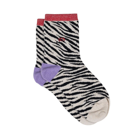 Damen Socken 'Zebra' schwarz/beige