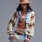 Damen Grobstrick-Cardigan mit Streifen braun/creme