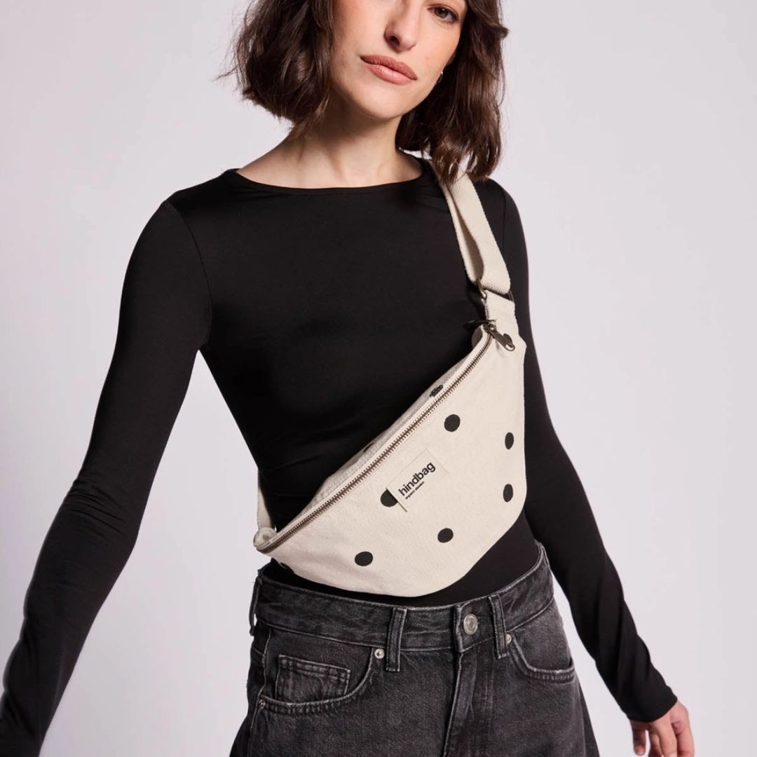 Damen Gürteltasche 'Olivia Punkte' ecru