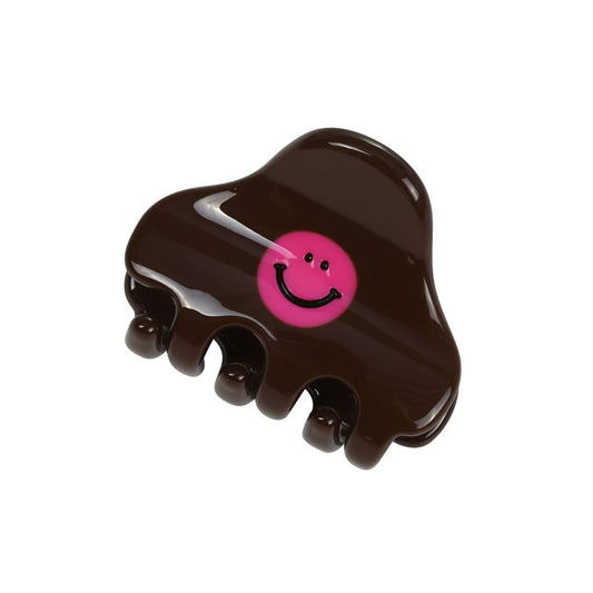 Damen Haarklammer mit Smiley-Gesicht braun/pink