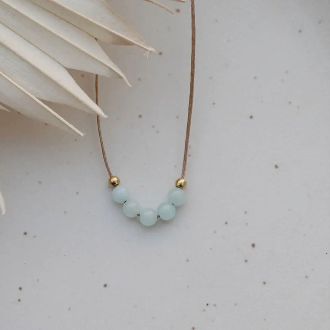 Damen Halskette 'Aqua' mit Aquamarin-Perlen