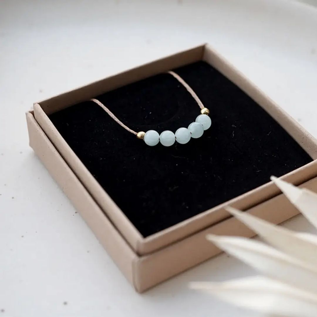 Damen Halskette 'Aqua' mit Aquamarin-Perlen