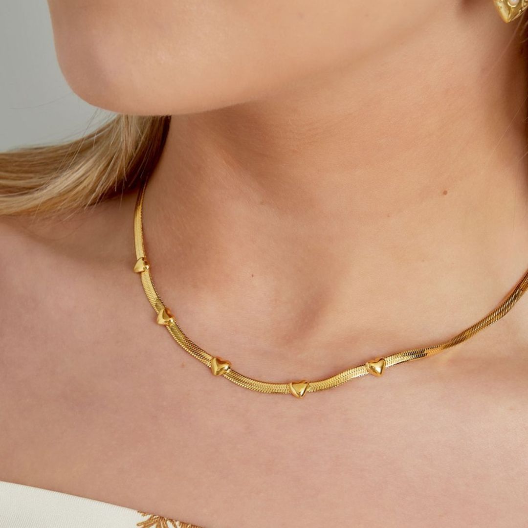 Damen Halskette gold 'Herzen'