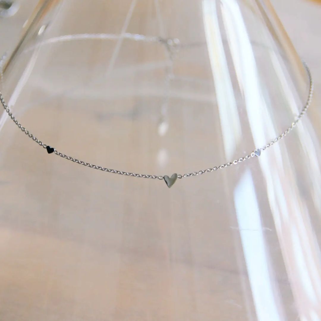 Damen Halskette mit 3 Mini-Herzen silber