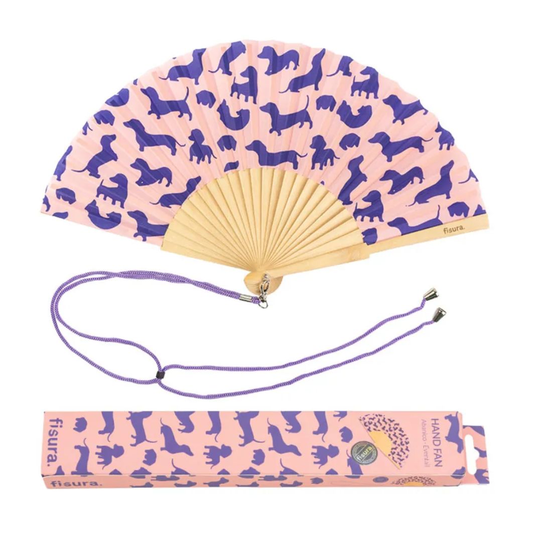 Damen Fächer 'Dackel' rosa/blau