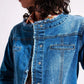 Damen Jeansjacke in heller Waschung mit rohem Saumabschluss