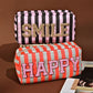 Kosmetiktasche gestreift mit HAPPY Aufdruck