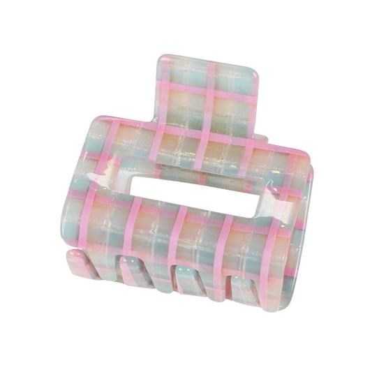 Damen Mini Haarklammer gemustert blau/rosa