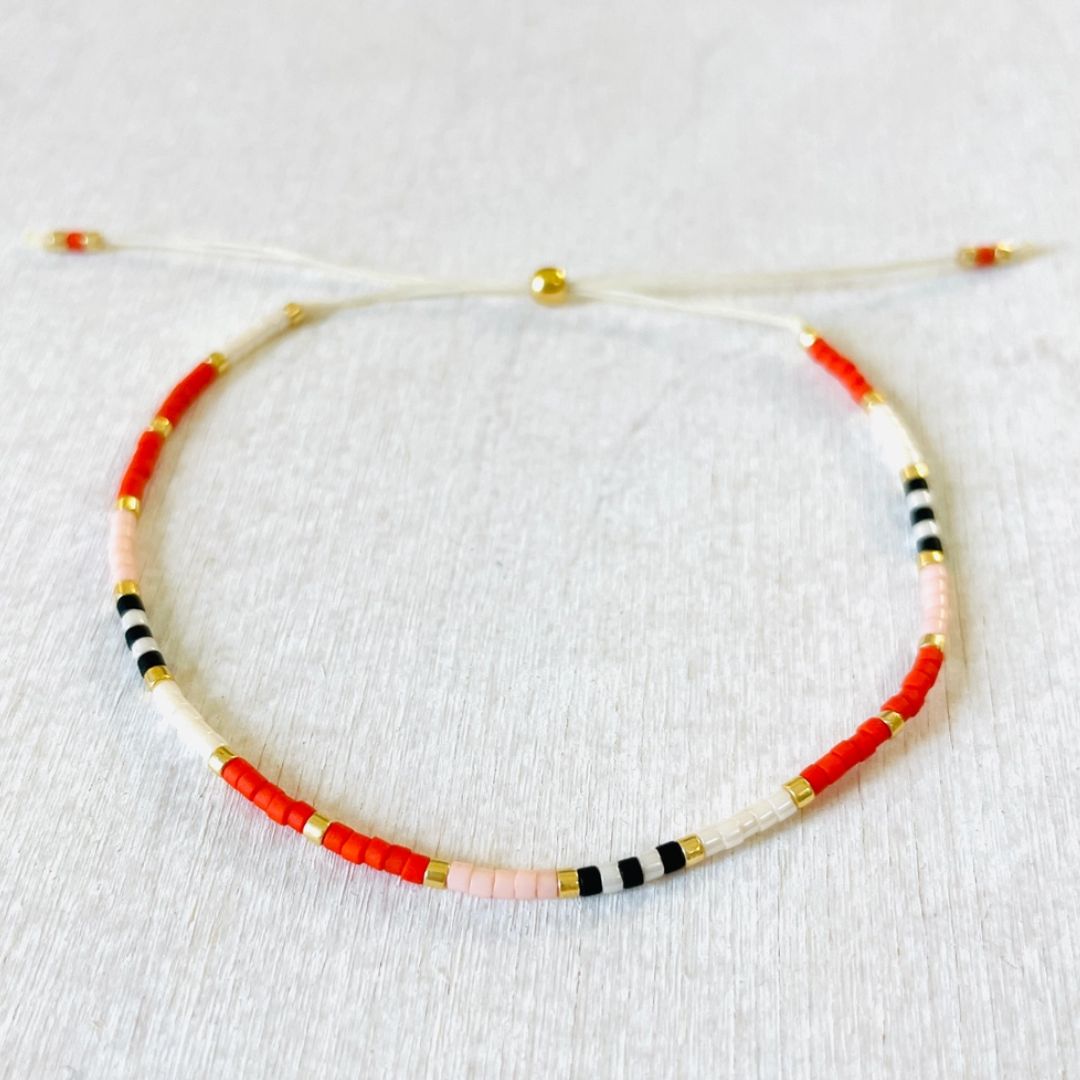 Damen Armband Single 'Miyuki Perlen' rot/rosa/weiß