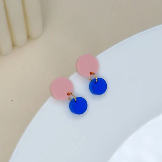 Damen Ohrringe 'Big Dotty' rosa/tiefblau