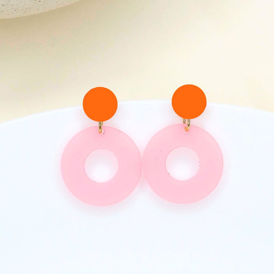 Damen Ohrstecker 'Colorblock Circle' orange & rosa